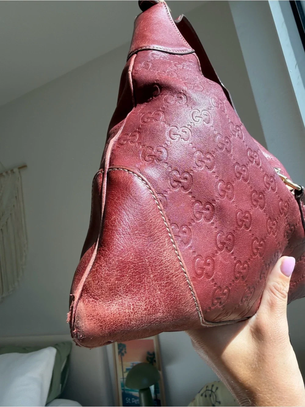 Vintage Gucci Jackie Burgundy Guccissima Leather Hobo Bag | Authentic w/ COA